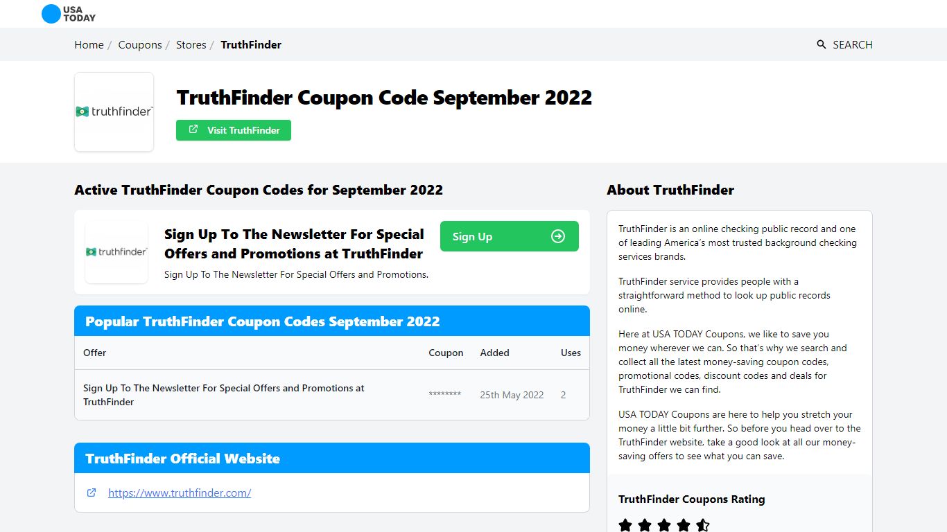 TruthFinder Coupons July 2022 - USA TODAY Coupons